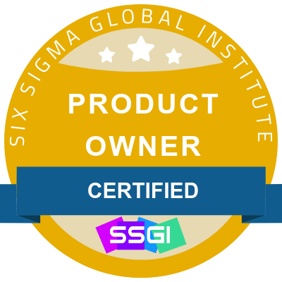 Certified Product Owner Scrum Professional badge from Six Sigma Global Institute