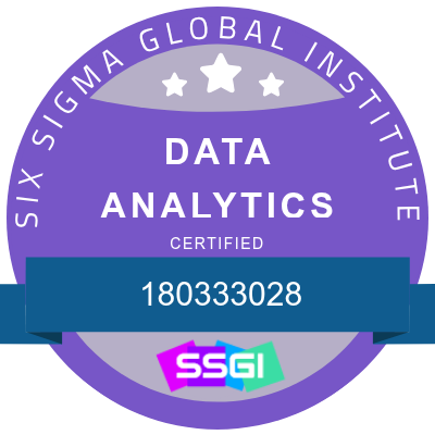 Data Analytics Certified badge from Six Sigma Global Institute